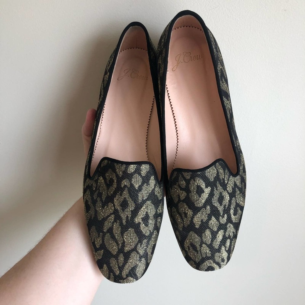 J.Crew Metallic Leopard Smoking Flat 7